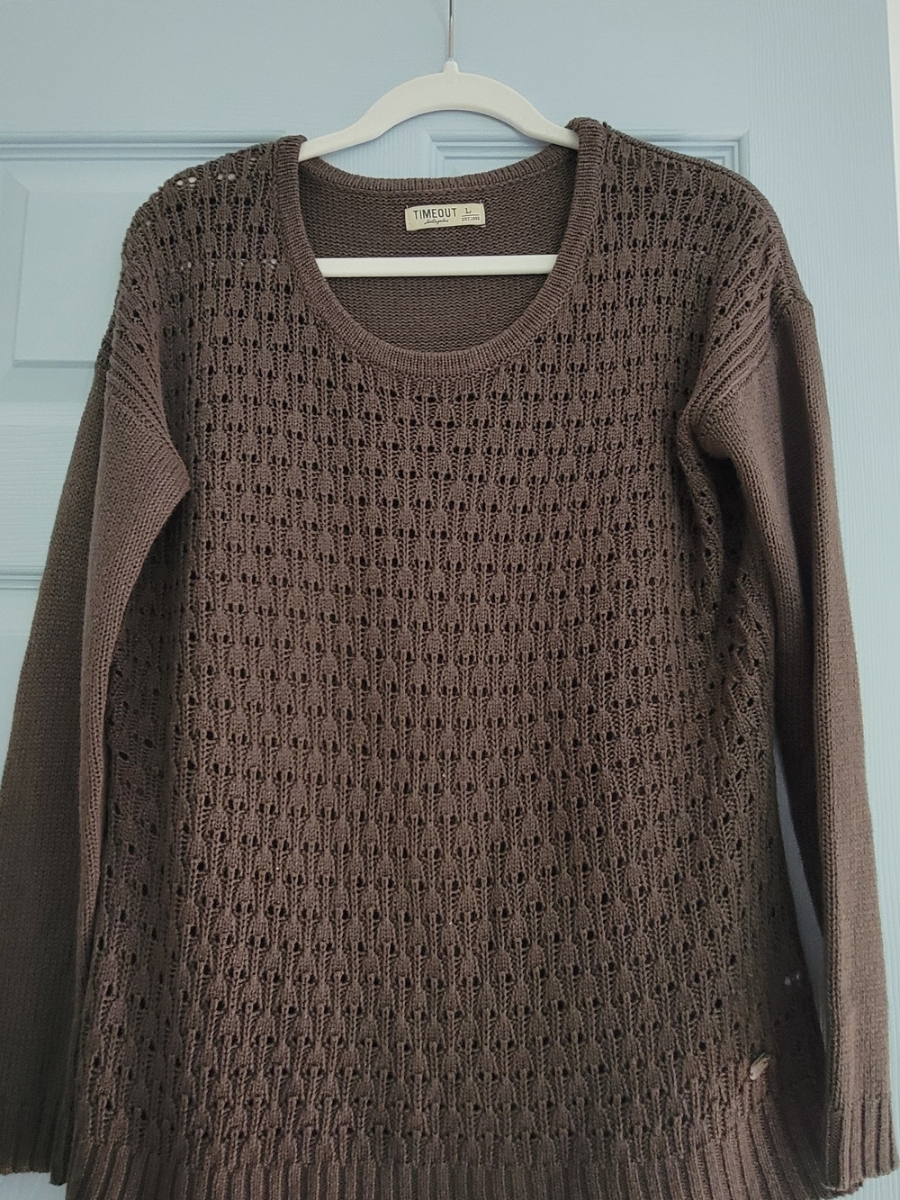 Time Out Brown Open-Knit Sweater for Women